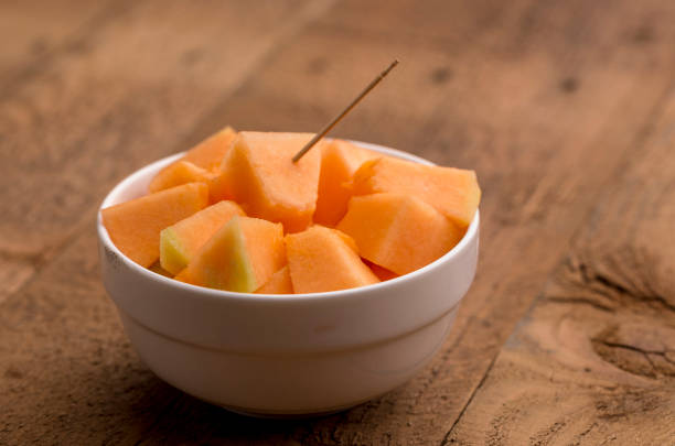 istock muskmelon cubes in a bowl 966346032