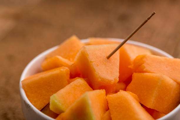 istock muskmelon cubes in a bowl 966346254
