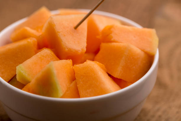 istock muskmelon cubes in a bowl 966346290