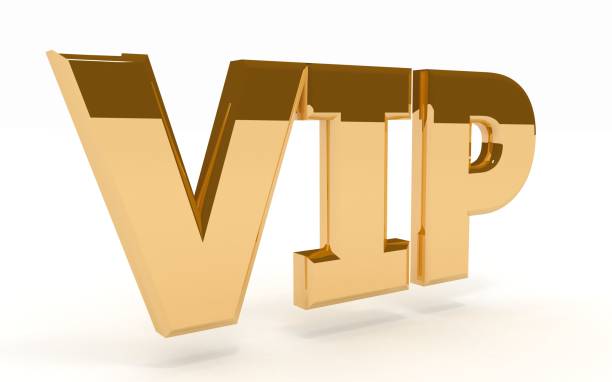 golden word VIP on a white background stock photo