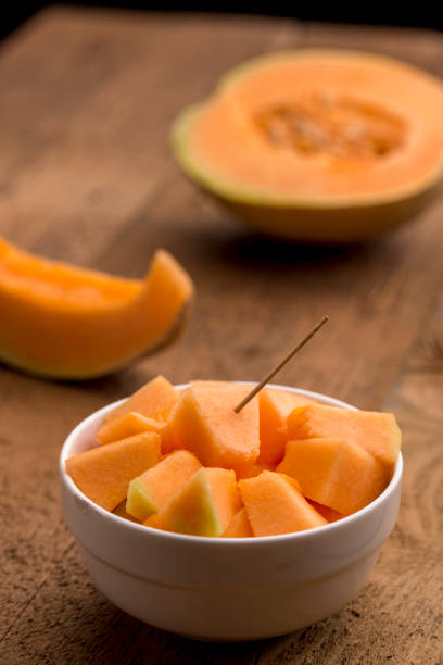 istock muskmelon cubes in a bowl 966346332