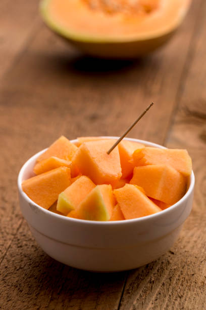 istock muskmelon cubes in a bowl 966346364