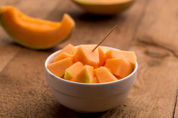 istock muskmelon cubes in a bowl 966346408