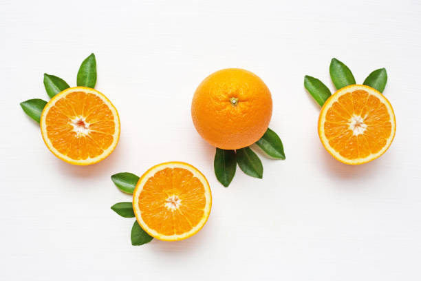 istock Fresh orange citrus fruit isolated on white background. 966349500