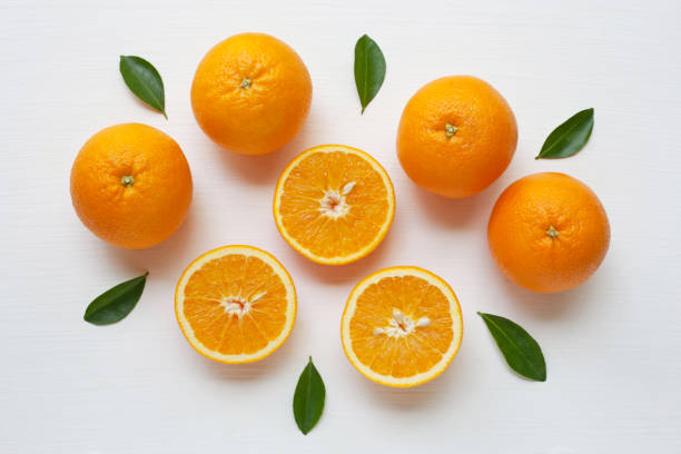 istock Fresh orange citrus fruit isolated on white background. 966349976