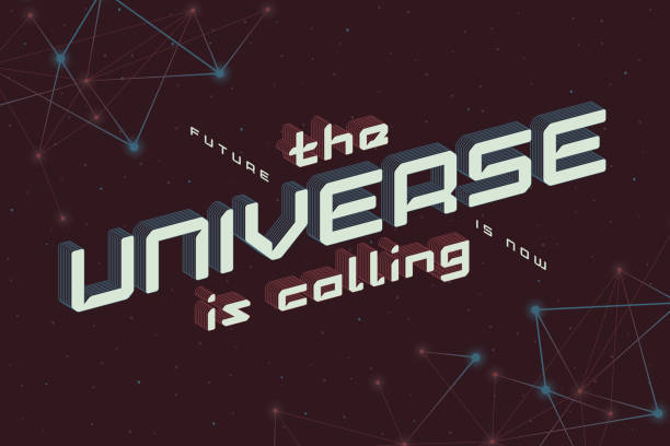 Lettering composition with text quote "Future is now, the universe is calling" Lettering composition with text quote "Future is now, the universe is calling" lost in space stock illustrations