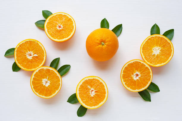istock Fresh orange citrus fruit isolated on white background. 966354226