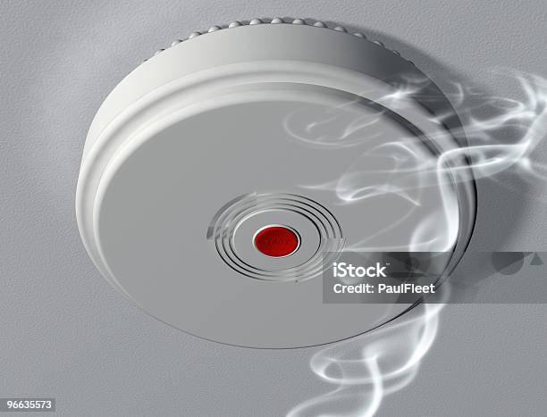 Activating A Smoke Alarm Stock Photo - Download Image Now - Smoke Detector, Technology, Burning