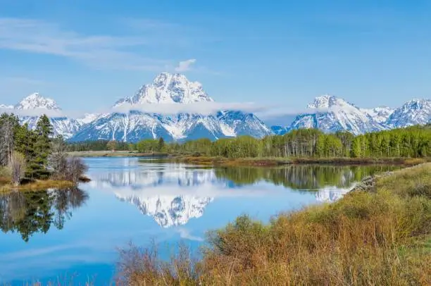 Mount Moran at Oxbow Bend Turnout in Grand Teton National Park in the Spring of 2018