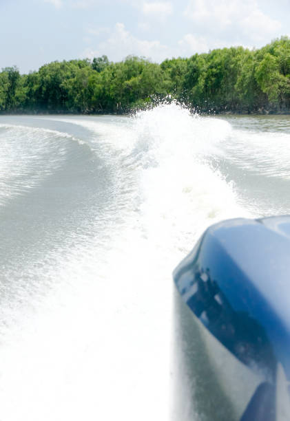 istock The water behind the boat engine. 966365408