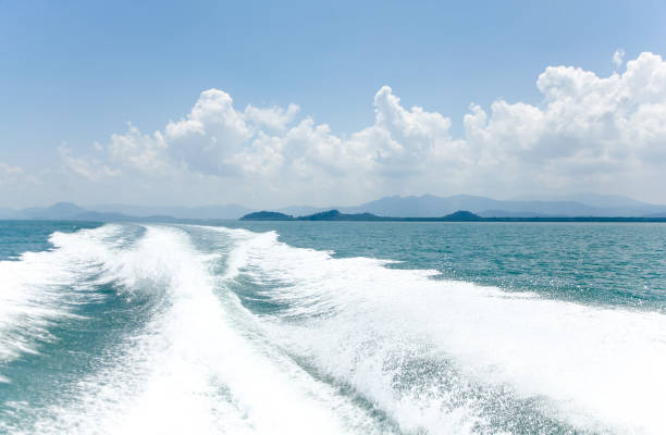 istock The water behind the boat engine. 966365526