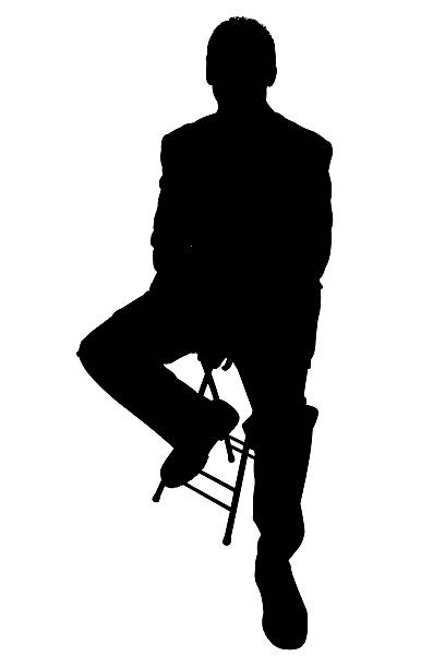 Portrait of standing boy's silhouette.