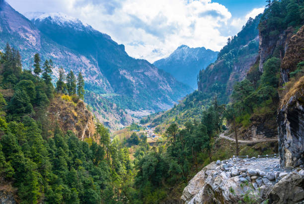 istock Mountain road in the mountains of Nepal. 966370140
