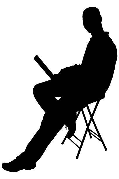 istock Silhouette With Clipping Path of Man Sitting 96637143