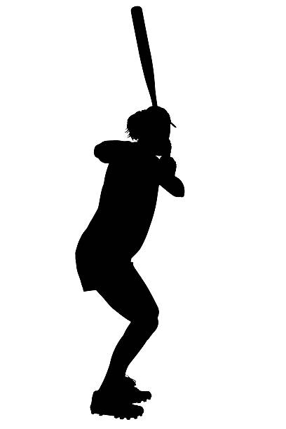 Silhouette de femme avec un Tracé de détourage Joueur de Softball - Photo