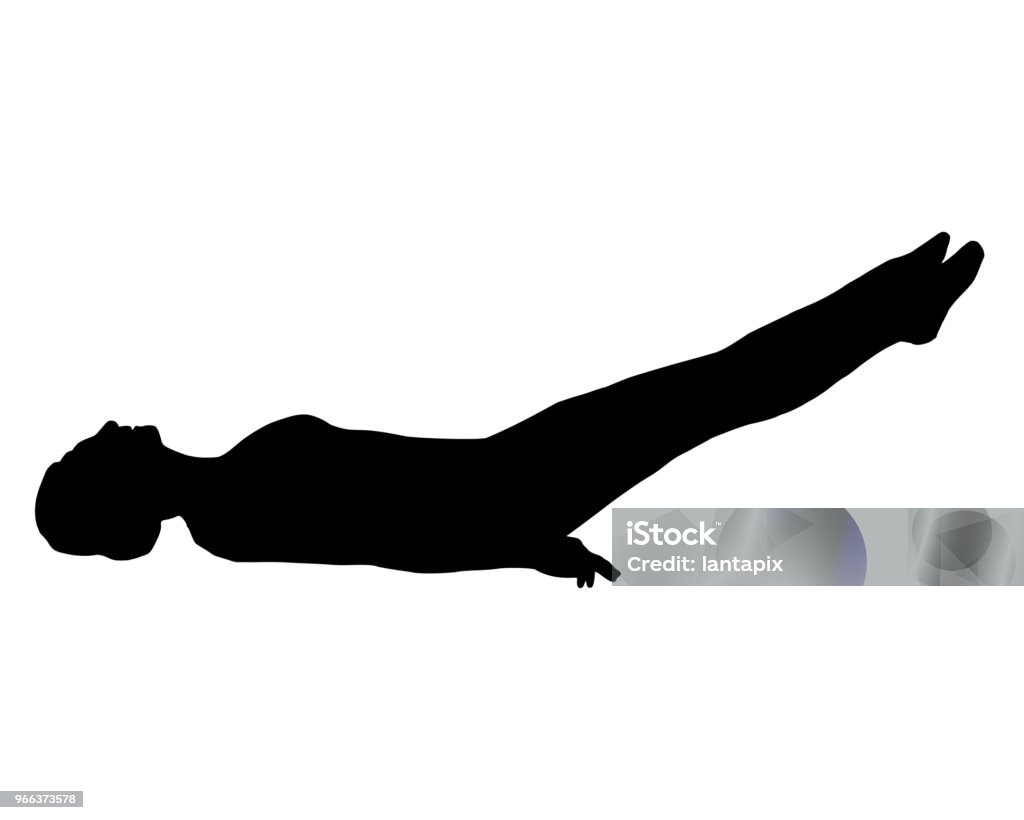 Silhouette of woman doing yoga Abdominal Muscle stock vector