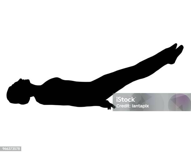 Silhouette Of Woman Doing Yoga Stock Illustration - Download Image Now - Abdominal Muscle, Active Lifestyle, Adult