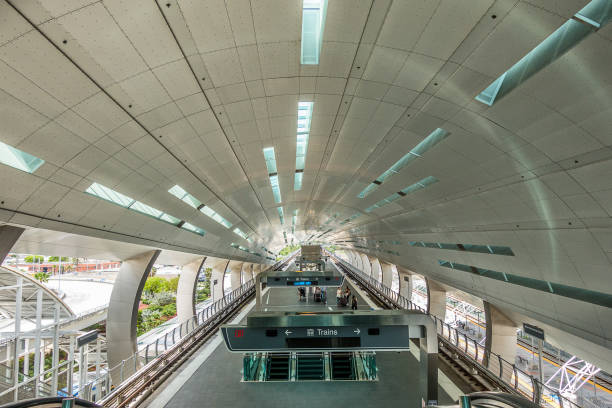 Sydney, Australia - August 22, 2024: Metro platform view at Gadigal Station.