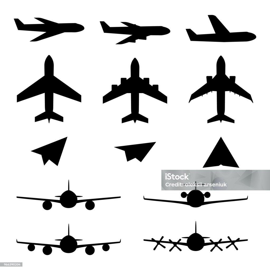 Conjunto de iconos de avión - arte vectorial de Avión libre de derechos