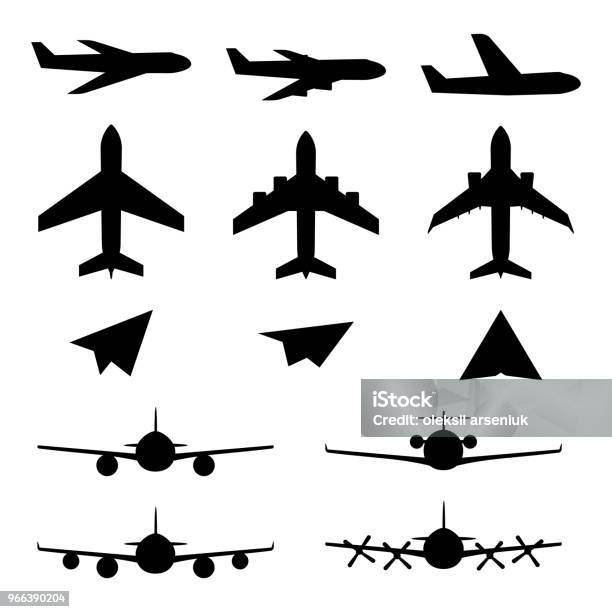 Set Of Plane Icons Stock Illustration - Download Image Now - Airplane, Icon Symbol, Airport