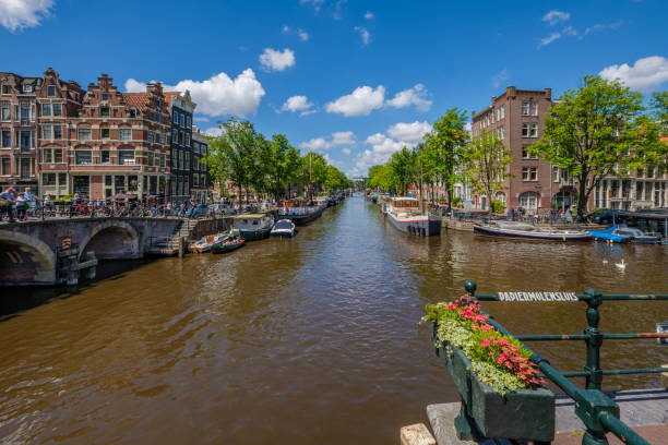 istock Amsterdam famous Papiermolensluis, crossing of several canals 966394720