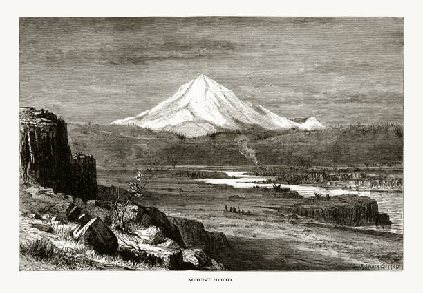 istock Mount Hood, Oregon, United States, American Victorian Engraving, 1872 966400544