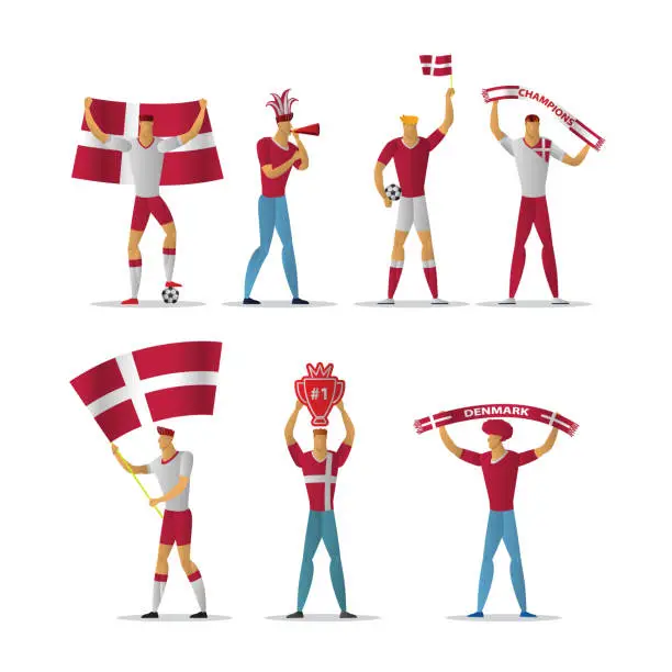Vector illustration of Denmark football fans