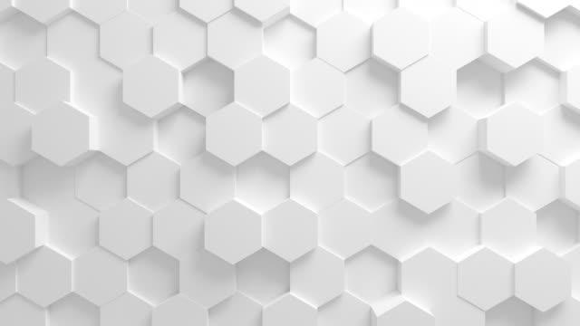 Beautiful White Hexagons on Surface Morphing in Seamless 3d Animation. Abstract Motion Design Background. Computer Generated Process. 4k UHD 3840x2160.