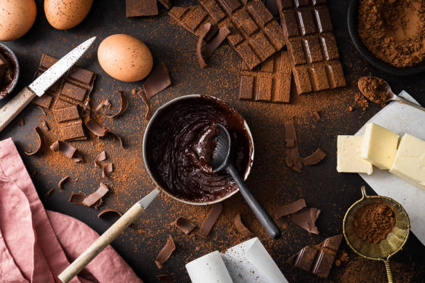 istock Ingredients for cooking chocolate pastry from above 966411956