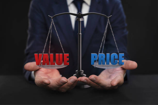 valor vs precio concepto - number transparent finance business fotografías e imágenes de stock