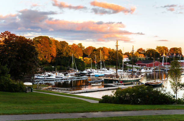 istock Boats in Harbour at Sunset and Reflection in the Calm Waters 966419662