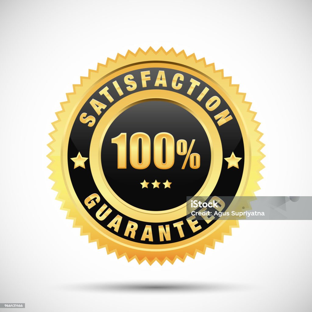 étiquette de garantie or 100 % satisfaction isolé sur fond blanc - clipart vectoriel de Service libre de droits