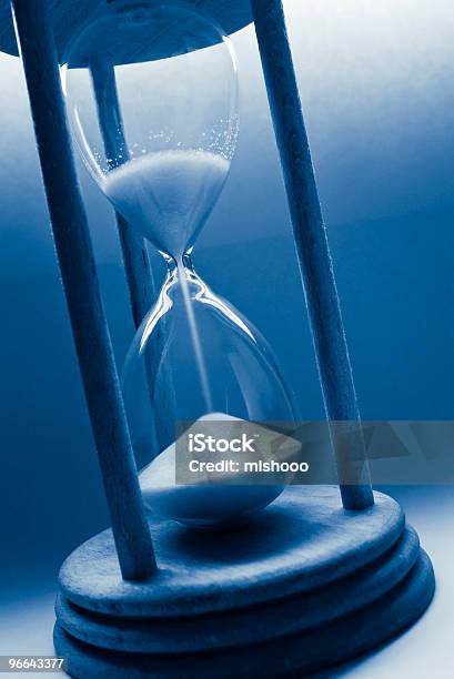 Hourglass In Blue Stock Photo - Download Image Now - Blue, Close-up, Color Image