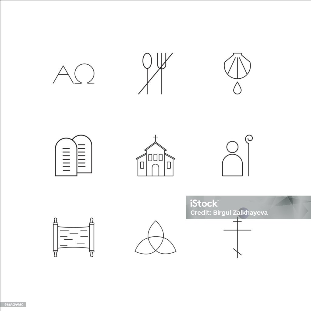 Religion outline vector icons set Art stock vector