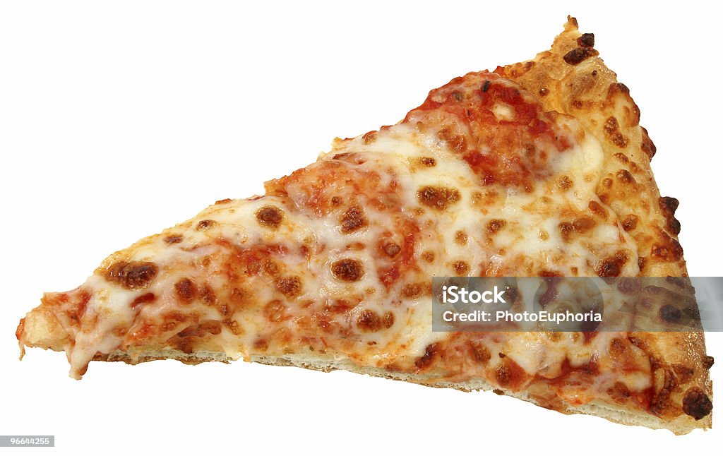 Fetta di Pizza di formaggio su sfondo bianco - Foto stock royalty-free di Bianco