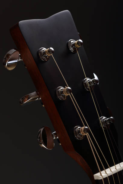 istock Six-stringed acoustic guitar head with tuning pegs 966446308