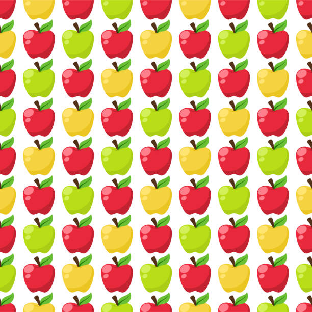 bunte äpfel nahtlose muster - apple granny smith apple red green stock-grafiken, -clipart, -cartoons und -symbole