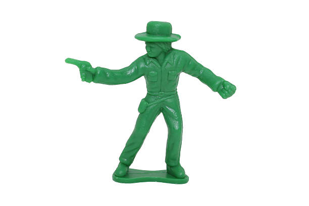 giocattolo verde cowboy - color image cowboy plastic people foto e immagini stock