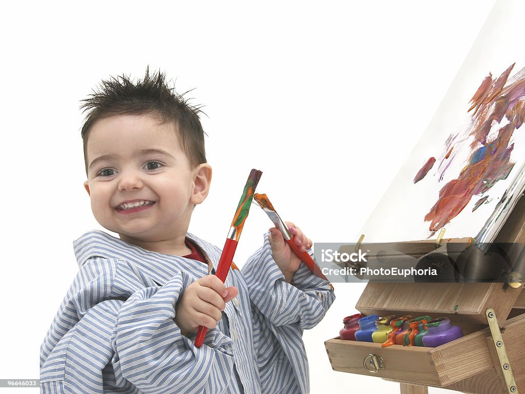 Boy Child Painting 06  Apron Stock Photo