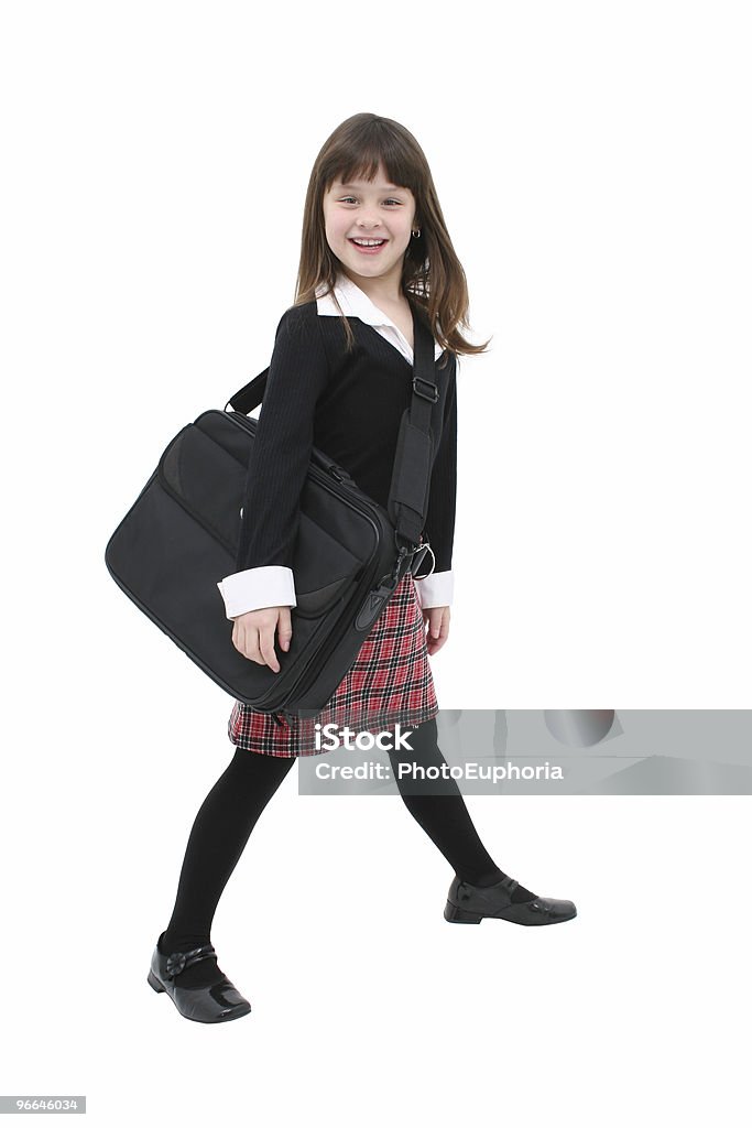 Niño (girl) con maletín para portátil - Foto de stock de Estudiante libre de derechos