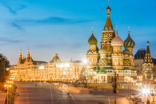 istock Moscow cityscape with St Basils Cathedral and Red Square buildings 966479300