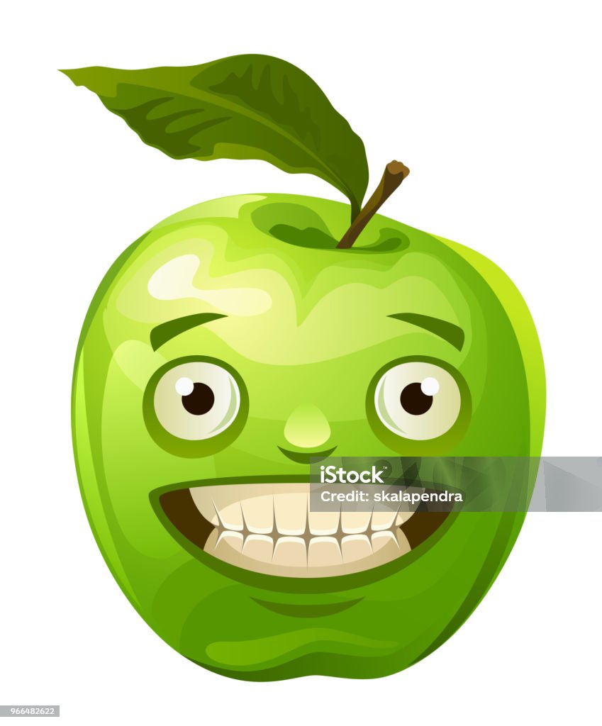 Funny Green Apple Stock Illustration - Download Image Now - Anthropomorphic  Face, Sour Taste, Apple - Fruit - iStock