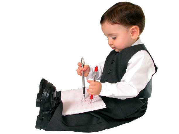 Ambidextrous Baby Boy in a Suit & Tie  ambidextrous stock pictures, royalty-free photos & images