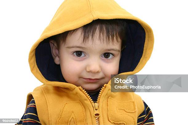 Niño Con Trazado De Recorte En Blanco Foto de stock y más banco de imágenes de Amarillo - Color - Amarillo - Color, Capucha, Chaqueta