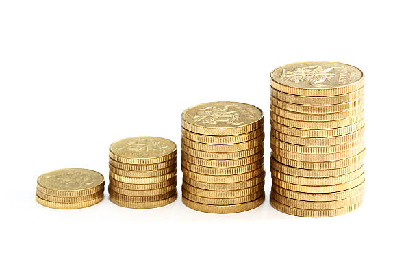 Diagram of golden coins stock photo