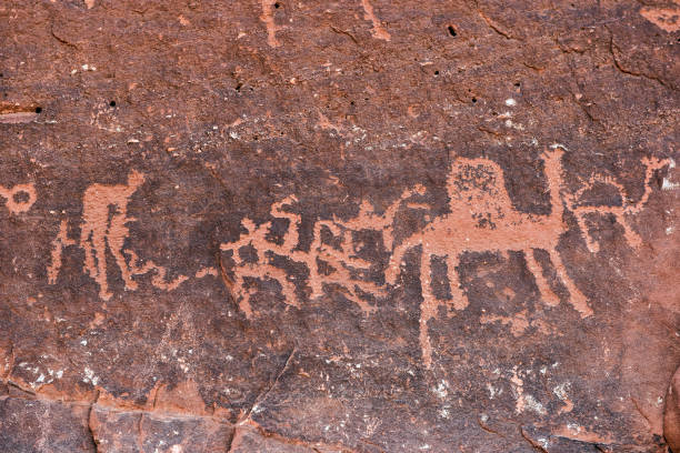 istock Prehistoric inscriptions in Wadi Rum, Jordan 966493988