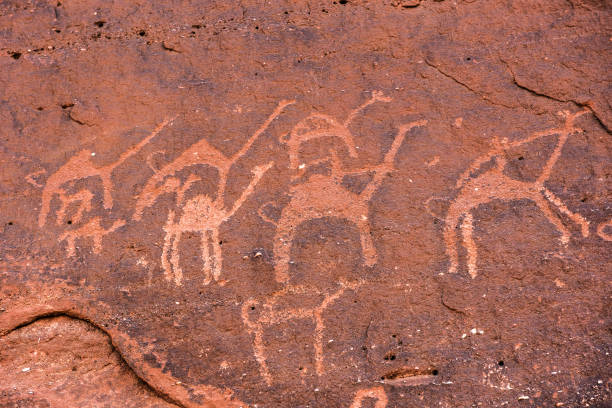 istock Prehistoric inscriptions in Wadi Rum, Jordan 966493990