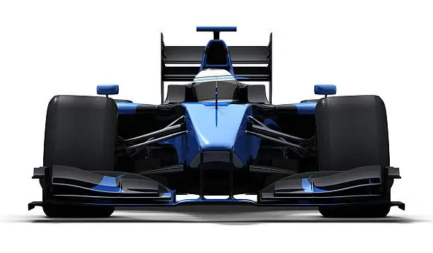 Photo of race car on white - black & blue