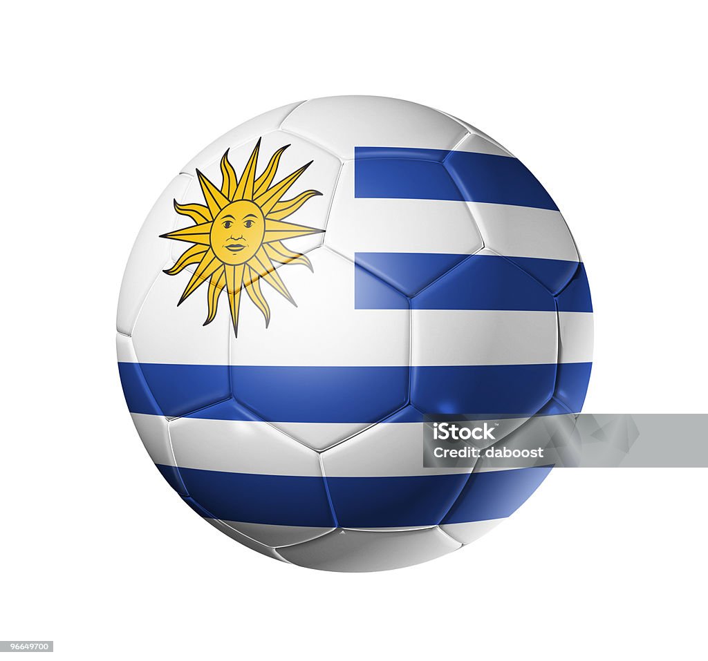Futebol com bola de futebol com bandeira do Uruguai - Foto de stock de Amarelo royalty-free