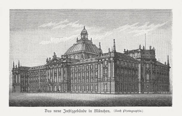 istock Palace of Justice (Justizpalast) in Munich, Germany, woodcut, published 1897 966498560